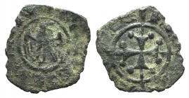 Italy, Sicily, Messina. Corrado II (1254-1258). BI Denaro (16mm, 0.63g). Eagle. R/ Cross. Spahr 168. VF