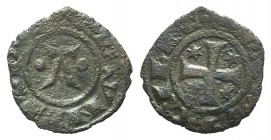 Italy, Sicily, Messina. Manfredi (1258-1266). BI Denaro (14mm, 0.72g, 12h). Large A between pellets. R/ Cross; stars in quarters. Spahr 193. VF