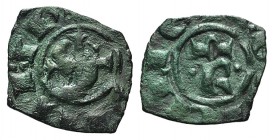 Italy, Sicily, Messina. Manfredi (1258-1266). BI Denaro (16mm, 0.65g, 12h). Large S and cross. R/ Large R. Spahr 199. VF