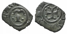 Italy, Sicily, Messina. Manfredi (1258-1266). BI Denaro (14mm, 0.63g). Tau M. R/ Cross. Spahr 211; MIR 140. Scarce, VF