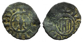 Italy, Sicily, Messina. Alfonso I d’Aragona (1416-1458). BI Denaro (14mm, 0.57g, 12h). Eagle. R/ Arms. Biaggi 1348. VF