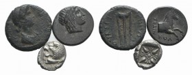 Lot of 3 Greek coins (1 AR fraction, 2 Æ), to be catalog. LOT SOLD AS IS, NO RETURNS