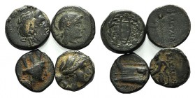 Lot of 4 Greek Æ coins, including Philetairos (Mysia), Philadelphia (Lydia), Phoenicia and Seleukid Empire. Lot sold as is, no returns