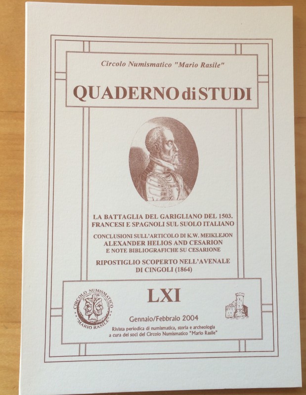 Circolo Numismatico Mario Rasile .Quaderno di studi LXI, Formia, Gennaio- Febbra...