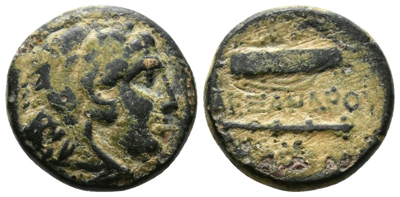 (Bronze. 6.20g 19mm) KINGS OF MACEDON. Alexander III \'the Great\' (336-323 BC)....