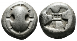 (Silver 11.88g 19 mm) BOEOTIA, Thebes. Circa 480-460 BC. AR Stater 
Boeotian shield, rim divided into eight segments
Rev: Square incuse with countercl...