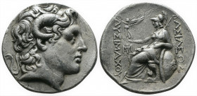 (Silver, 17.00gr 31mm) Lysimachus (323-281 BC). AR tetradrachm Amphipolis, 288/7-282/1 BC
Diademed head of deified Alexander the Great right, with hor...