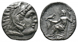 (Silver.4.02g 17mm) Kingdom of Macedon, Alexander III 'the Great' AR Drachm. circa 318-301 BC.
Head of Herakles right, wearing lion's skin
Rev: Zeus A...