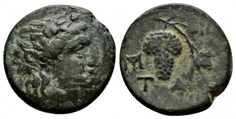 (Bronze.4.23g 18mm) Aeolis, Temnos .3rd century BC. 
Head of Dionysos right, wea...