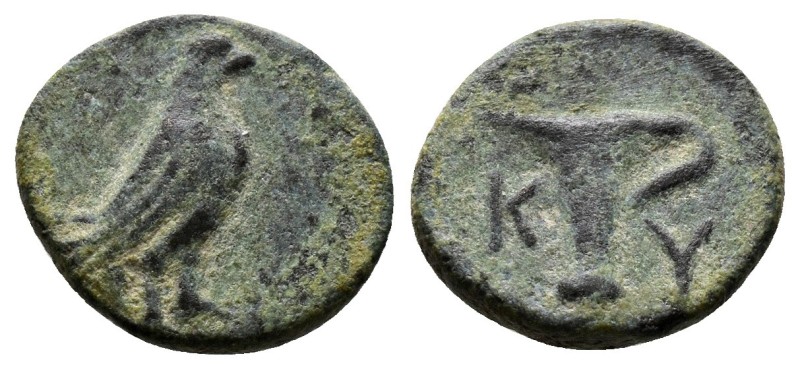 (Bronze.1.26g 13mm) AEOLIS. Kyme. Ae (Circa 320-250 BC).
Eagle standing right w...