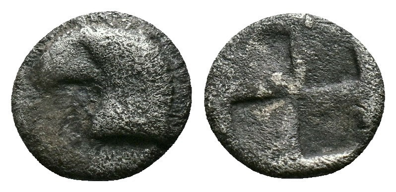 (Silver. 0.36g 8mm) AEOLIS. Kyme. (Circa 480-450 BC). AR Hemiobol.
Head of eagle...