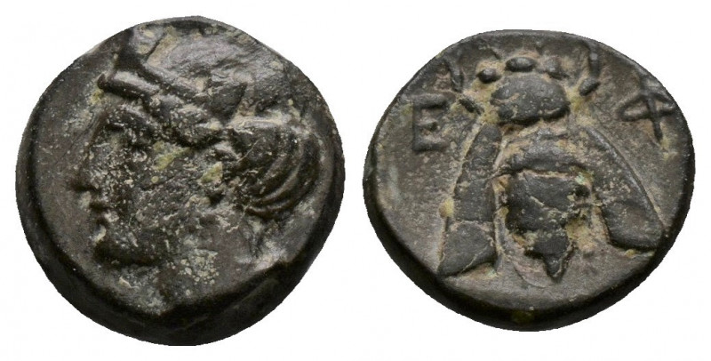 (Bronze.1.31g 11mm) IONIA, Ephesus. Ae 305-288 BC 
Head of Artemis on the left. ...