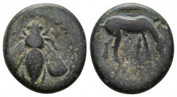 (Bronze.4.09g 15mm) IONIA.Ephesos. 190-150 BC. 
Bee / Stag. 
SNG Kayhan 292 ff