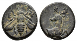 (Bronze.1.74g12mm) IONIA. Ephesos (Circa 390-380 BC).
Bee / Forepart of stag right, head left.
SNG Copenhagen 244