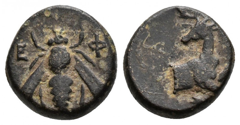 (Bronze.1.52g 12mm) IONIA. Ephesos (Circa 390-380 BC).
Bee / Forepart of stag ri...