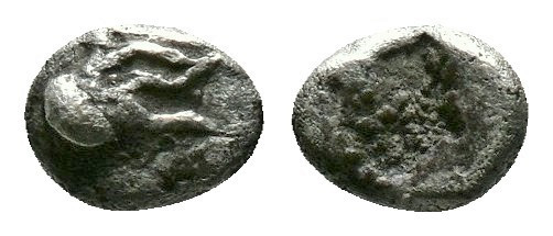 (Silver, 5 mm, 0.17 g). IONIA. Uncertain mint. 5th century BC. Tetartemorion 
Co...