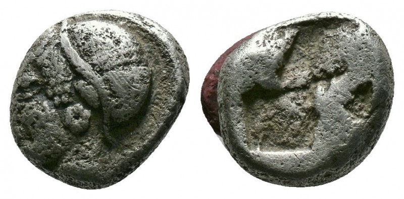 (Silver.1.24g 8mm) IONIA. Phocaea. Ca. late 6th-early 5th centuries BC. AR diobo...