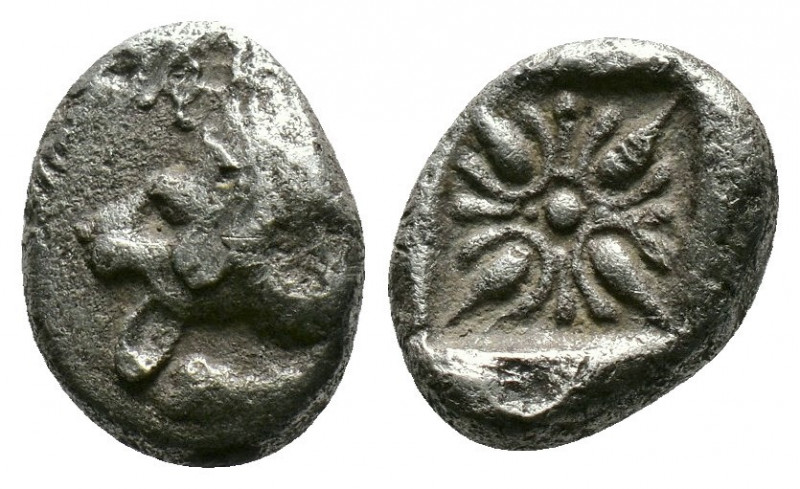 (Silver.1.07g 9mm) IONIA Miletos 550-400 BC. Diobol AR
Forepart of lion left
Rev...