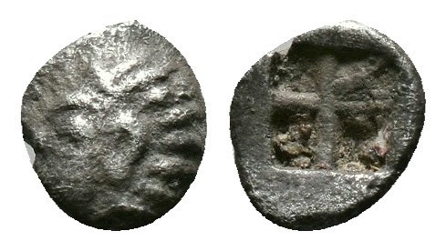 (Silver, 0.14gr 5mm) IONIA. Kolophon. Circa 530/25-500 BC. Tetartemorion 
Persic...