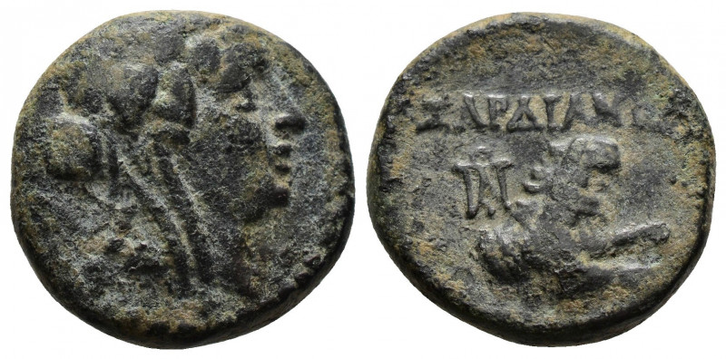 (Bronze.4.92g 17mm) LYDIA, Sardes (Circa 133 BC-14 AD)
Laureate head of Apollo t...