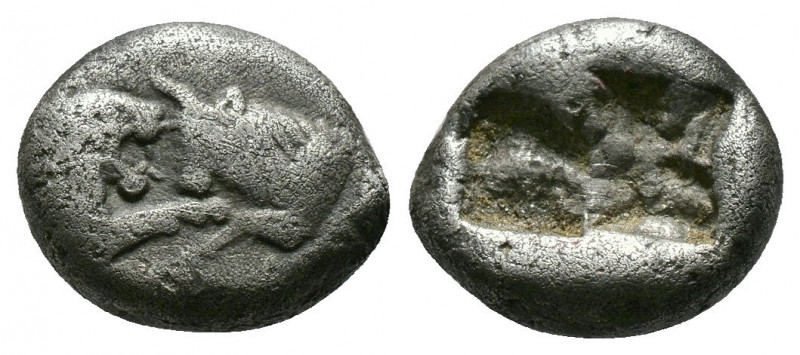 (Silver.1.68g 12mm) Kings of Lydia, Kroisos AR 1/6 Stater. Sardes, circa 550-546...