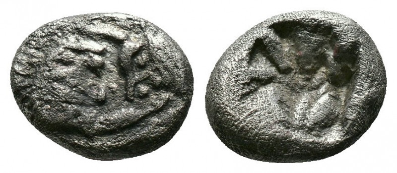 (Silver.0.84g 10mm) Kings of Lydia, Kroisos AR 1/6 Stater. Sardes, circa 550-546...