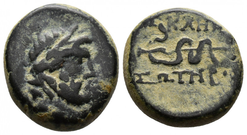 (Bronze.5.18g 16mm) MYSIA. Pergamon. Ae (Mid-late 2nd century BC).
Laureate head...