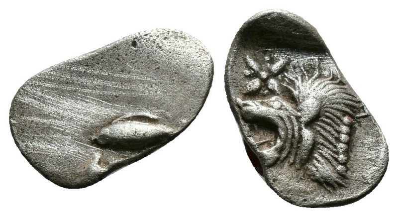 (Silver, 0.39gr 7mm) KYZIKOS. Mysia. Ca.527-475 B.C.
Hemiobol. Forepart of boar...