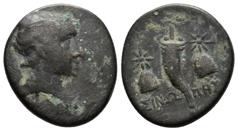 (Bronze, 3.82gr 17mm) PAPHLAGONIA, Sinope . Circa 120-100 BC. 
Draped and winged...