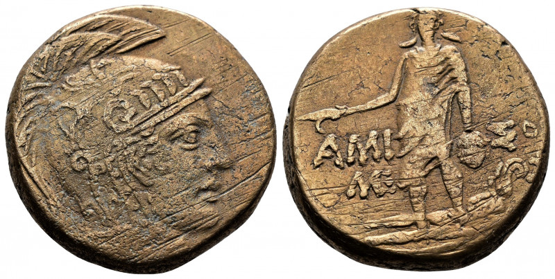 (Bronze, 19.85gr 27mm) PONTUS, Amisos . Circa 85-65 BC. AE.
Head of Athena Parth...