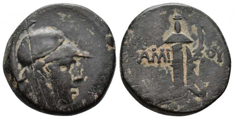 (Bronze, 8.34gr 23mm) PONTOS, Amisos. Circa 100-85 BC. AE. 
Helmeted head of Are...