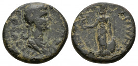 (Bronze, 2.46gr 16mm) AEOLIS. Temnus. Julia Titi (Augusta, 79-90/1). AE. 
Draped bust right. 
Rev. Athena standing left, holding Nike, spear and shiel...