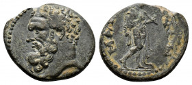 (Bronze.3.44g 21mm) LYDIA. Maeonia. Pseudo-autonomous. Ae (3rd century AD).
Bearded head of Herakles left.
Rev: Hercules advancing right, wearing lion...