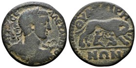 (Bronze, 7.00gr 25mm) Lydia, Thyatira. Severus Alexander. A.D. 222-235. AE.
Laureate, draped and cuirassed bust of Severus Alexander right
Rev. she-...