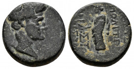 (Bronze, 4.67gr 17mm) Phrygia Dionysopolis Tiberius, 14 – 37 
Bare head right 
 Rev. Dionysius standing left holding grapes. 
SNG Copenhagen 349. RPC ...