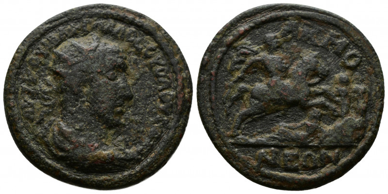 (Bronze, 10.75gr 29mm) PHRYGIA. Acmonea. Volusian (251-253). AE.
 Radiate, drape...