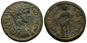 (Bronze, 6.01gr 24mm) Pisidia, Antiochia. Caracalla, 198-217 AD. AE.
Laureate head of Caracalla, right.
Rev. Tyche standing left, holding rod and corn...