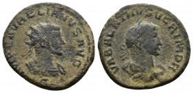 (Bronze, 3.85gr 21mm) Vabalathus & Aurelian Antoninianus 271-272 AD. Antioch mint.
laureate and draped bust of Vabalathus right
Rev. radiate and cui...