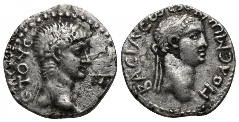 (Silver, 3.35gr 18mm) King Of Pontos Polemo II, circa 38-64. Drachm 
 Diademed h...
