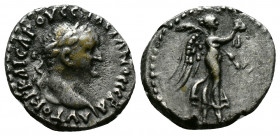 (Silver, 1.85gr 15mm) CAPPADOCIA, Caesarea-Eusebia. Vespasian. AD 69-79. 
 Laureate head right / Nike, holding wreath and palm frond, advancing right ...