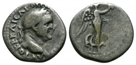 (Silver, 1.70gr 14mm) CAPPADOCIA, Caesarea-Eusebia. Vespasian. AD 69-79. 
 Laureate head right / Nike, holding wreath and palm frond, advancing right ...
