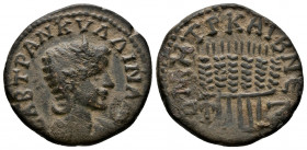(Bronze, 6.11gr 23mm) Caesarea-Eusebia, Cappadocia. Tranquillina (wife of Gordian III), 241-244 AD. 
Diademed and draped bust, right.
 Rev.Six grain e...