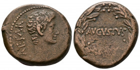 (Bronze, 15.55gr 26mm) Augustus of uncertain mint, Asia Minor. Circa 25 BC.
 bare head to right 
Rev. AVGVSTVS within laurel wreath. 
RPC I 2235; RIC ...