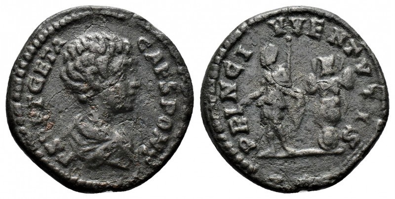 (Bronze.Geta AD 198-211 AE Limes Denarius Rome
bare-headed and draped bust to ri...