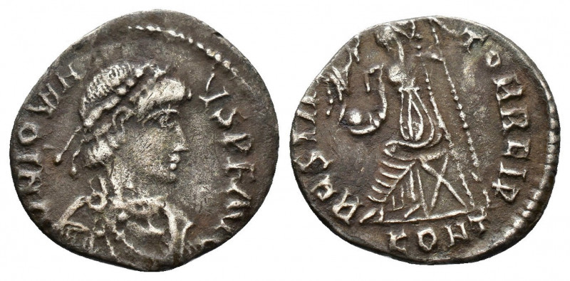 (Silver. 1.25g 17mm) JOVINUS. 411-413 AD. AR Siliqua Arelate (Arles) mint. 
Pear...
