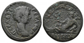 (Bronze. 8.47 g 23mm) TROAS, Ilium. Geta. As Caesar, AD 198-209.
 Draped and cuirassed bust right
Rev: The river-god Scamander reclining left, holding...