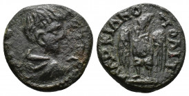 (Bronze.2.79g 16mm) MOESIA INFERIOR. Marcianopolis. Geta (Caesar, 198-209). Ae
Bareheaded, draped and cuirassed bust right.
Rev: Eagle standing facing...