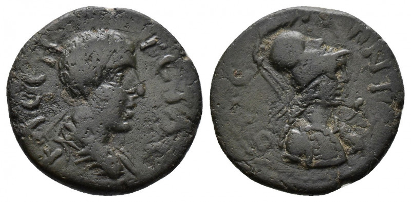 (Bronze.2.61g 17mm) MOESIA INFERIOR, Tomis. Geta. As Caesar, AD 198-209 AE
Bare-...