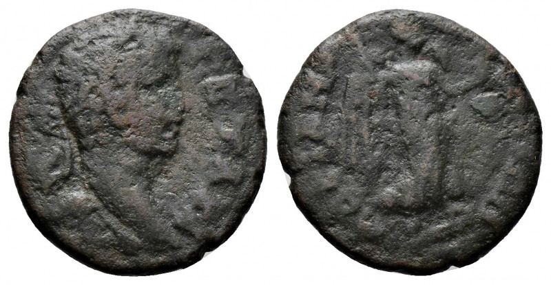 (Bronze.2.51g 17mm) THRACE. Hadrianopolis. Geta (Caesar, 198-209). Ae.
Laureate,...