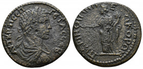 (Bronze. 11.00g 30mm) THRACE. Printhus. Geta (Caesar, 198-209). Ae. 
Laureate, draped and cuirassed bust to right
Rev: Homonoia standing to left, wear...